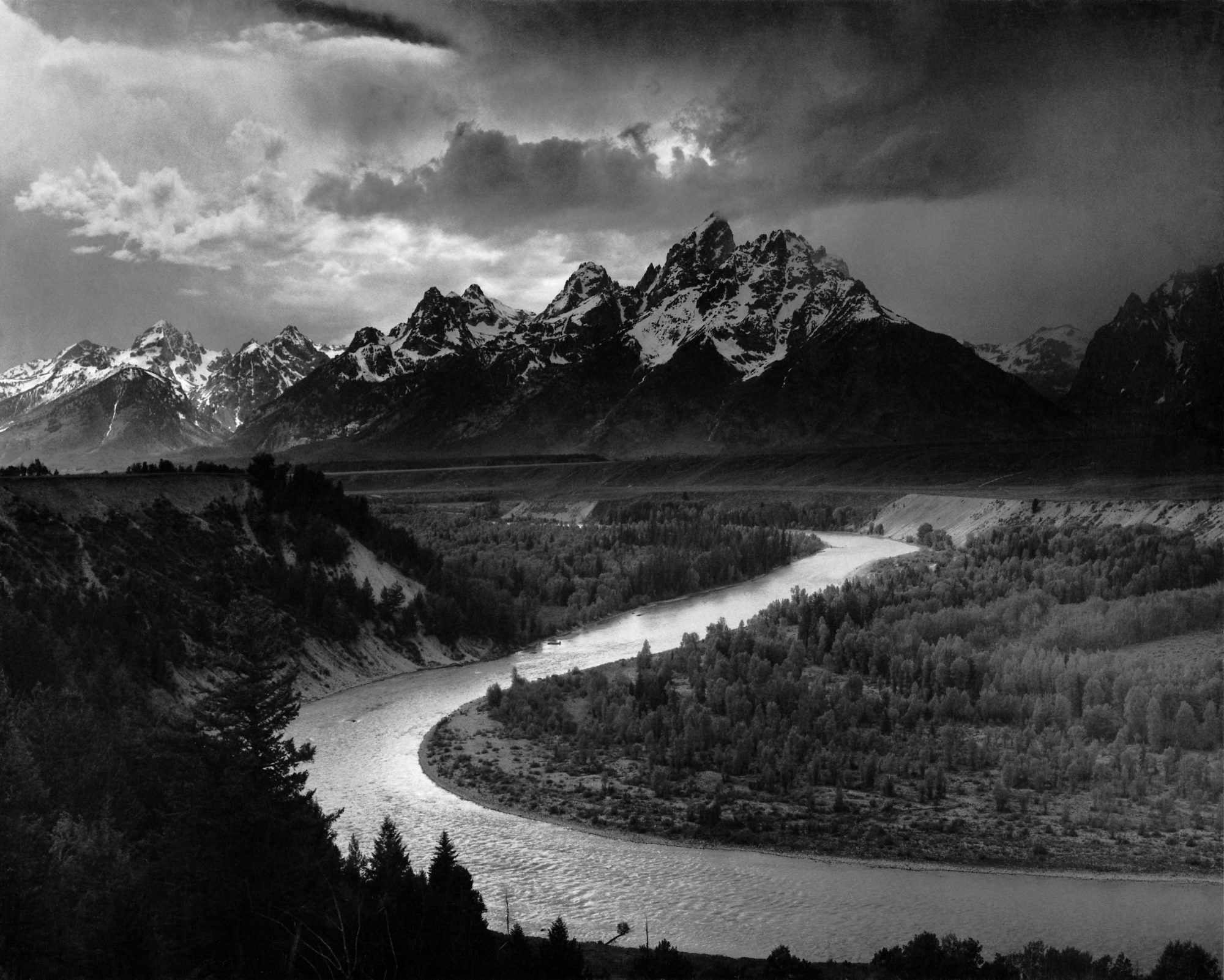 Ansel Adams' iconic landscape photograph 'The Tetons and the Snake River'